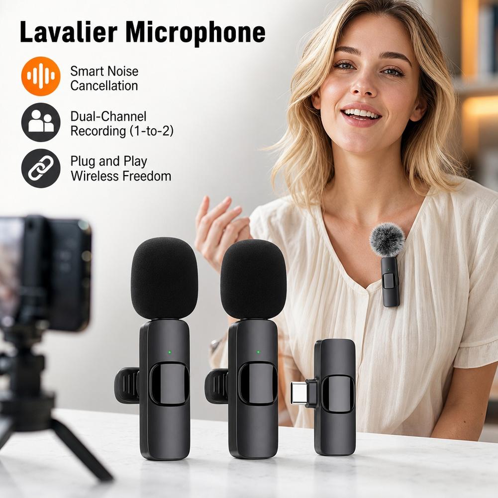Type C Adapter - Micrófono Lavalier Inalámbrico 1 a 2