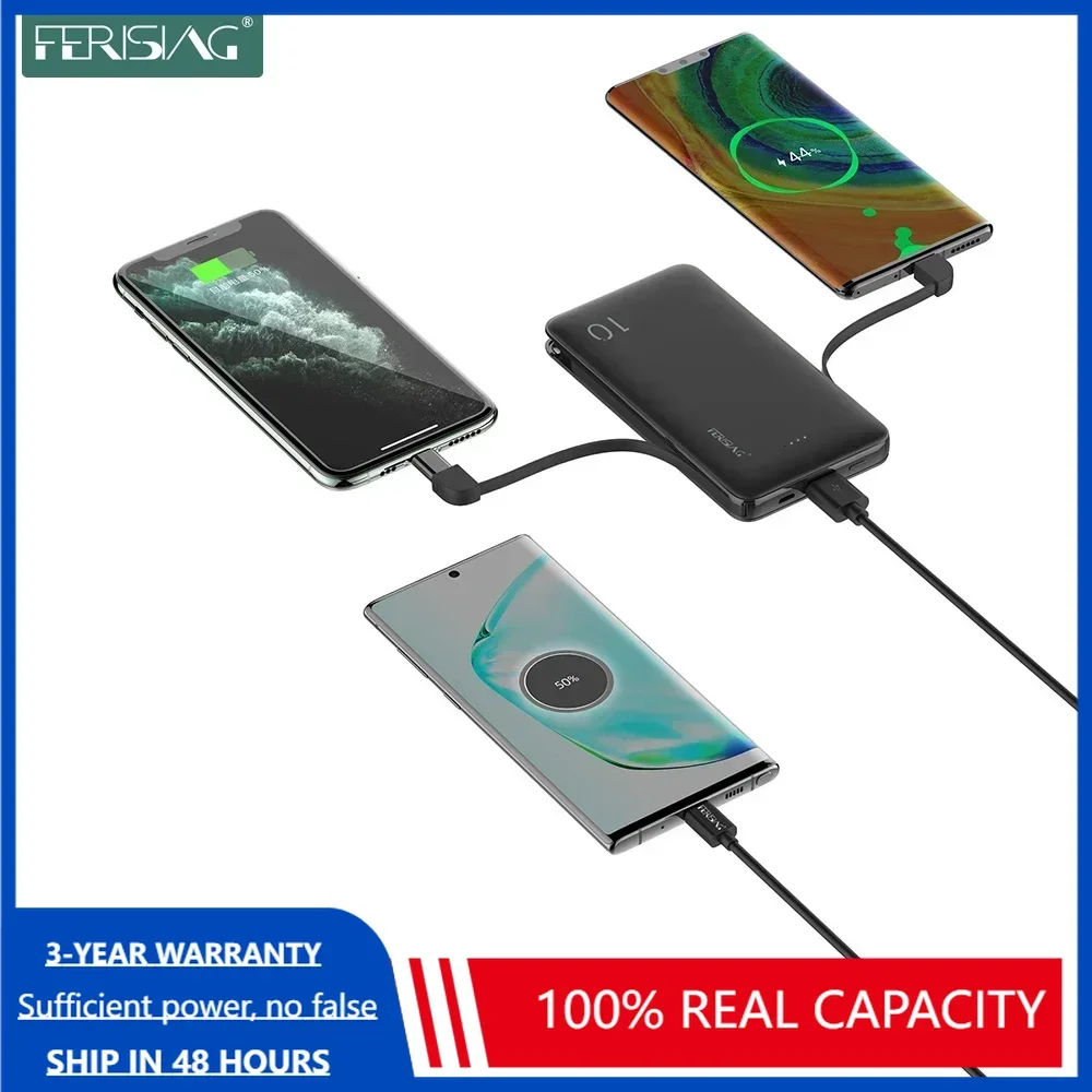 Power Bank Slim - FERISING 3 en 1 10000mAh banco