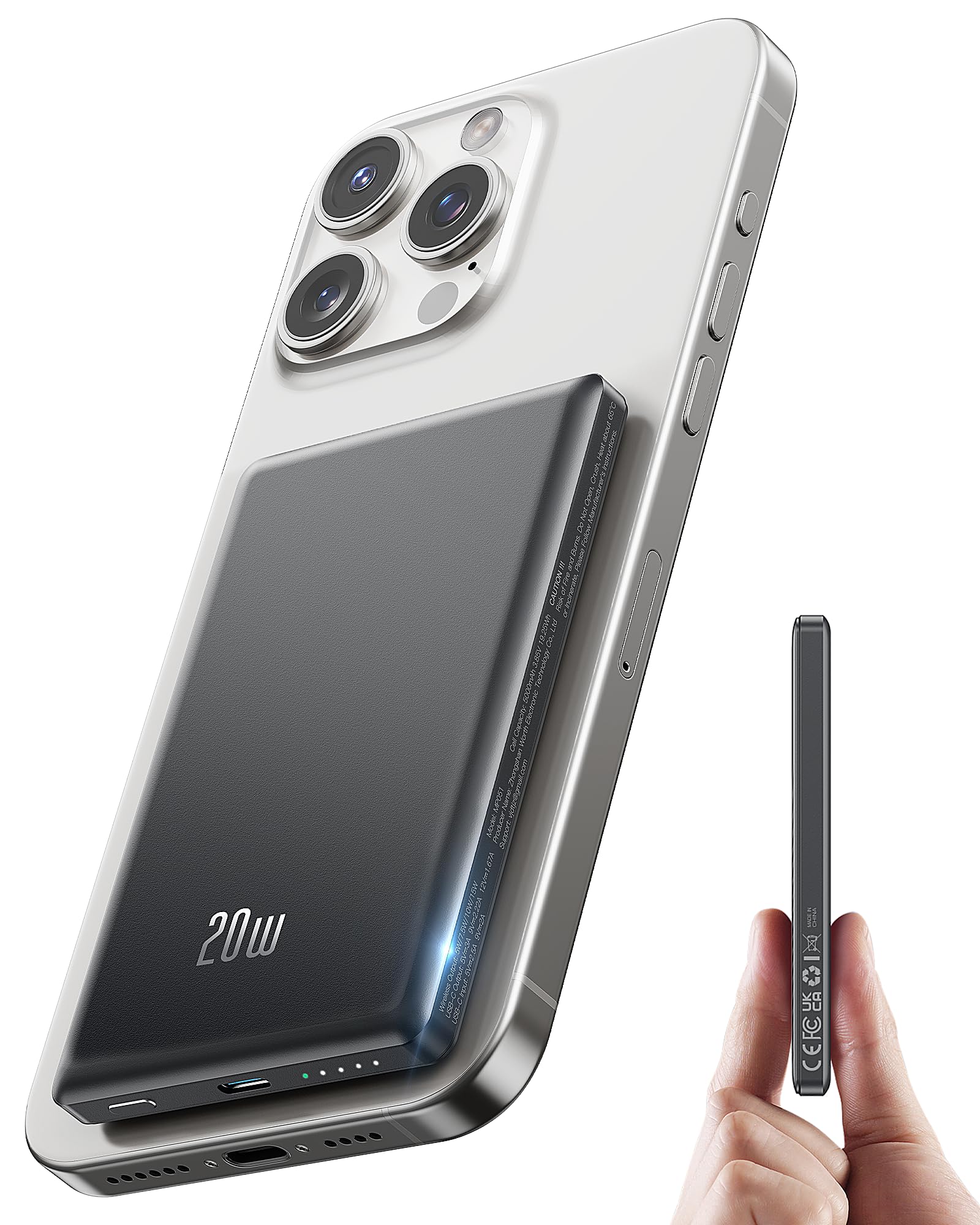 Power Bank Slim - Banco de energía magnético de 5000