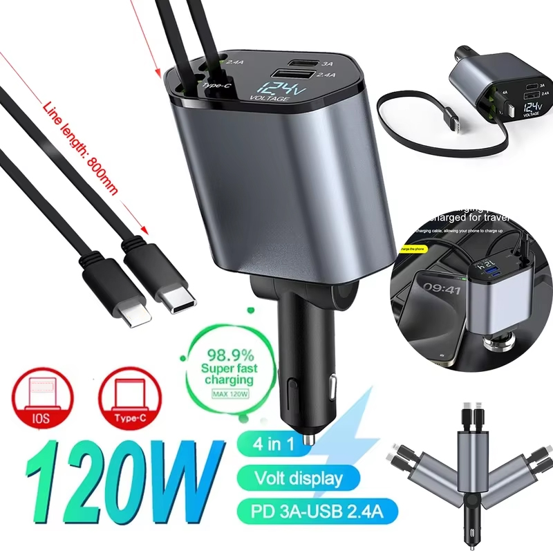Cargador de coche retráctil 4  - Fast Charging Cable reseña y precio