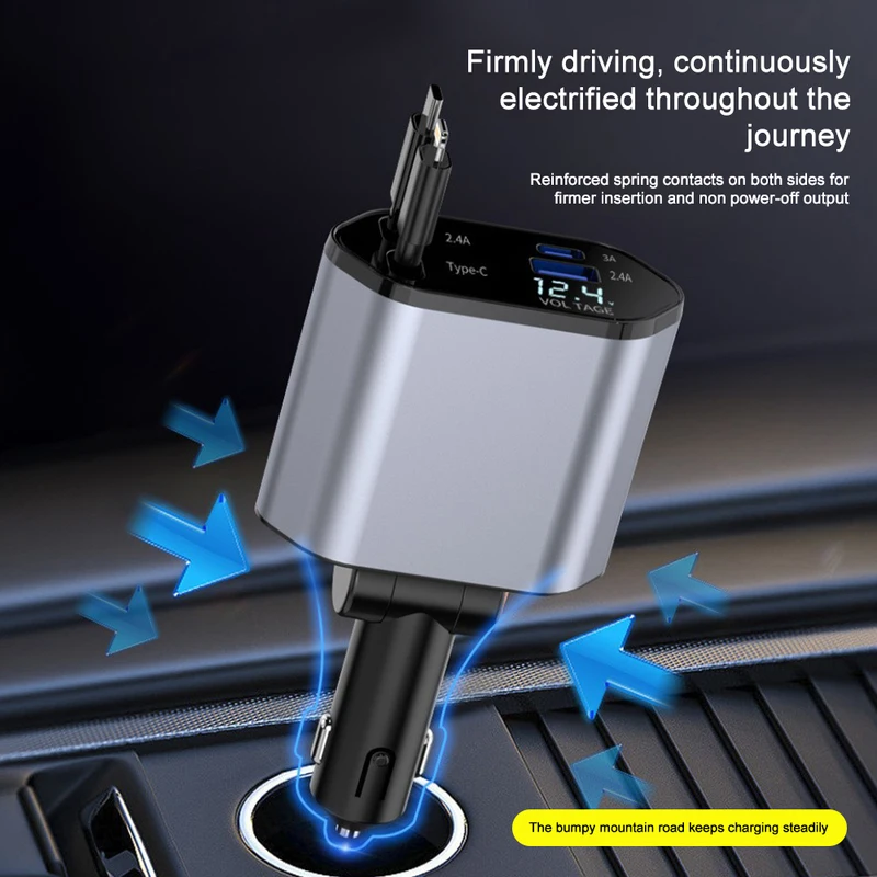 Cargador de coche retráctil 4  - Fast Charging Cable reseña y precio