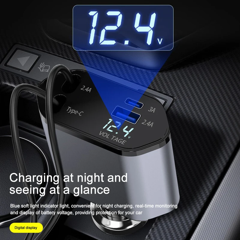 Cargador de coche retráctil 4  - Fast Charging Cable reseña y precio